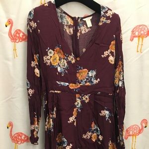 F21 Long Sleeve Floral Romper